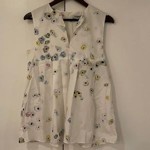 White summer top with flowers